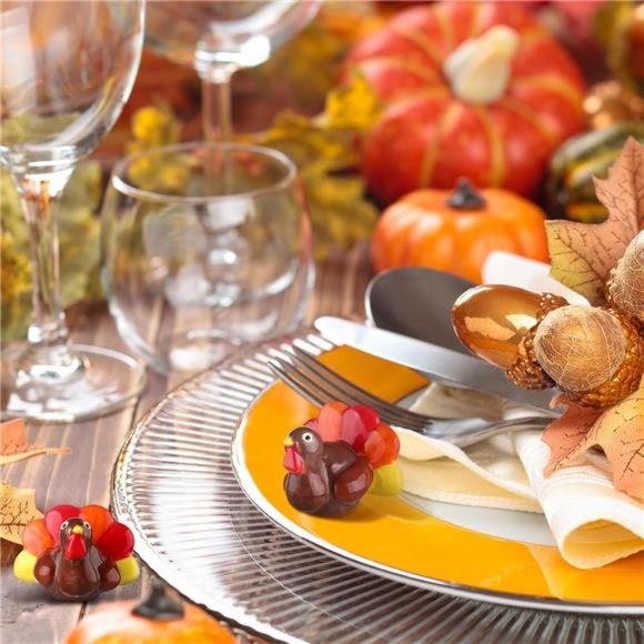 6 Pcs Mini Thanksgiving Turkey Plates Decor Hand Painted Mini Turkey Decor - Picture 6 of 6